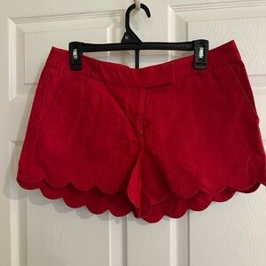 J. Crew Red Scalloped Shorts